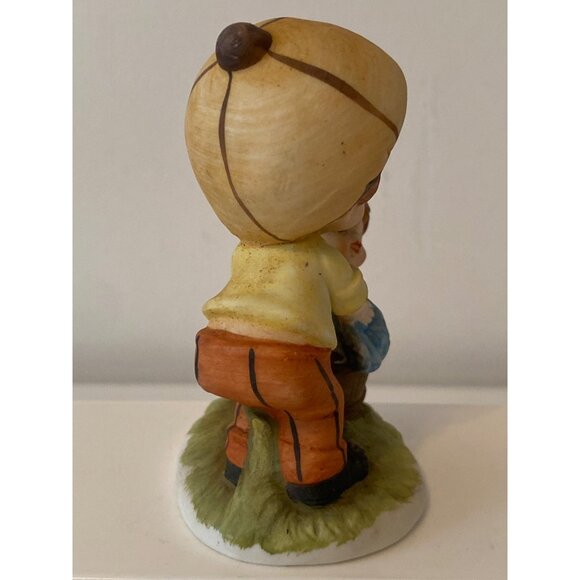 Figurine Boy Cap Bathing Little Girl Barrel Tub Statue Decor Vintage - Picture 9 of 10